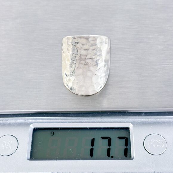 Vintage Mexico CH Sterling Silver 925 Hammered Wide Band Statement Ring Size 7 - Picture 8 of 9